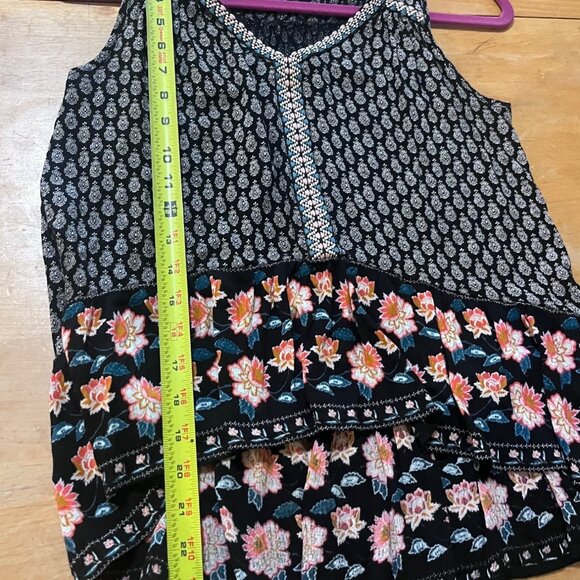 Patrons of Peace womens sleeveless top sz S boho hi low hem ruffle v neck - Picture 6 of 9